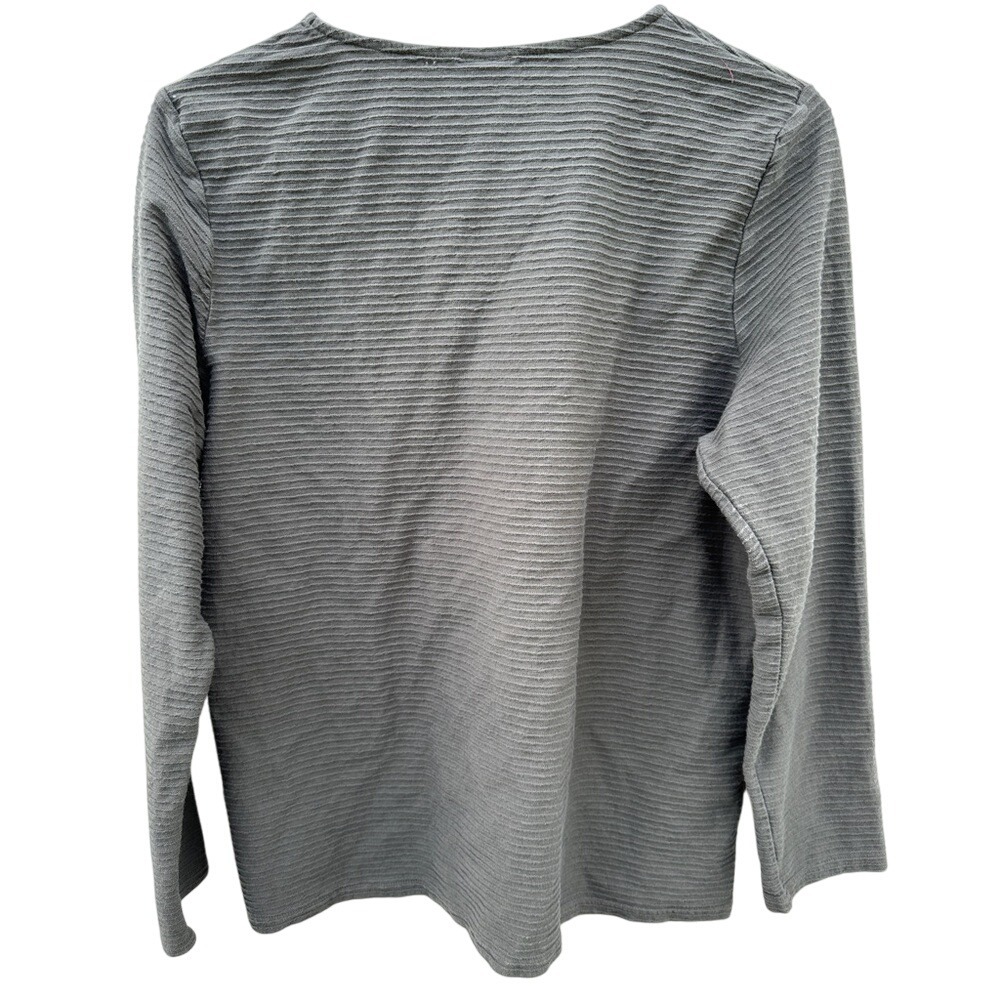 Lascana Women's Gray Textured Long Sleeve V-neck Shirt Size Large 12/14 - Picture 2 of 4